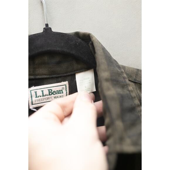 Vintage L.L. Bean Made in USA Flannel Shirt – Olive/Brown Plaid - Picture 3 of 4
